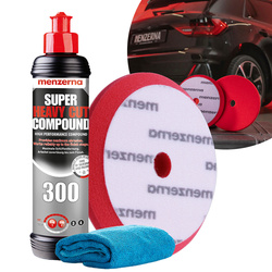 Menzerna Pasta Polerska 300 + Gąbka Pad Polerski Heavy Cut + Mikrofibra