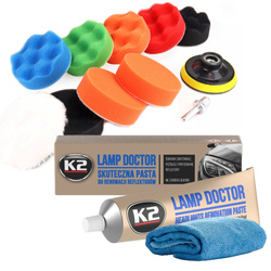 Pasta Do Regeneracji Reflektorów K2 Lamp Doctor + Zestaw Gąbek Polerskich