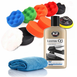 Pasta Polerska K2 Luster Q5 + Zestaw Gąbek Polerskich Amio + Mikrofibra