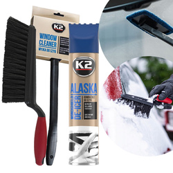 Szczotka do Odśnieżania Vikan + Odmrażacz K2 Alaska + Myjka do Szyb K2