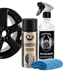 Guma w Sprayu Czarny Połysk K2 COLOR FLEX 400ML Ipa Silver King Mikrofibra