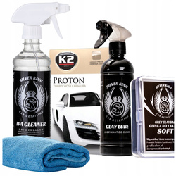 Zestaw Wosk Samochodowy K2 PROTON IPA Cleaner Lubrykant Glinka Mikfrofibra