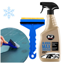 Zestaw do Odmrażania Szyb: K2 ALASKA MAX 700ml + Skrobaczka z Mosiądzem