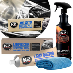 Pasta Do Polerowania Reflektorów K2 Lamp Doctor 60ml Klinet Pro Mikrofibra
