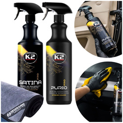 Zestaw do Pielęgnacji Plastików: K2 SATINA PRO, K2 PURIO PRO + Mikrofibra