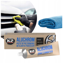 Zestaw do Polerowania Metali: Pasta Polerska K2 ALUCHROM 120G + Mikrofibra