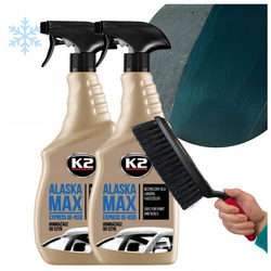 Odmrażacz do Szyb Samochodowych 2xK2 ALASKA MAX 700 ml + Szczotka Do Śniegu