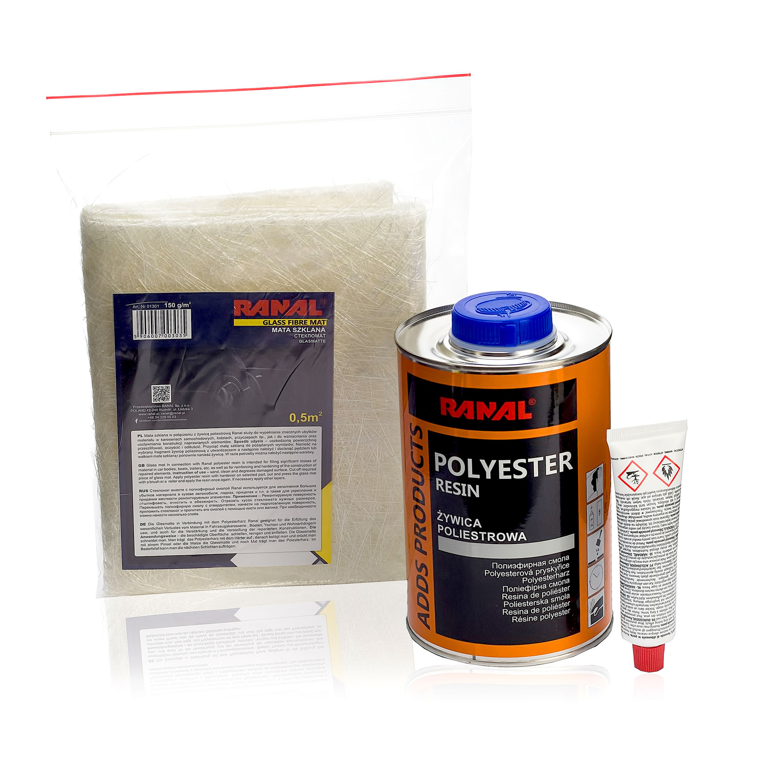 Zestaw Naprawczy Ranal Żywica Poliestrowa 1kg Mata Szklana 0,5m2 Utwardzacz pol_pl_Mata-Szklana-RANAL-150g-m2-0-5-m2-do-Zywicy-Poliestrowej-Naprawa-Karoserii-5011_2