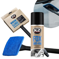 Antypara K2 Fox + Myjka do Szyb Okien z Rączką Usuwania Pary Mikrofibrą
