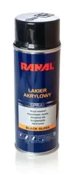 RANAL Lakier Akrylowy Spray 400ml - CZARNY POŁYSK