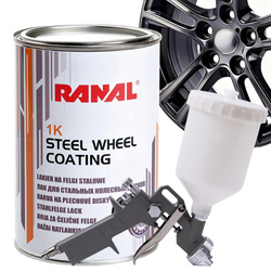 Lakier Do Felg Czarny Połysk Ranal 099 + Pistolet Lakierniczy PT-10 1,5 mm