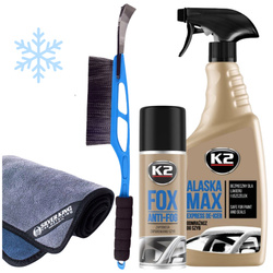 Zestaw do Odmrażania i Ochrony Szyb: K2 ALASKA FOX Mikrofibra Skrobaczka