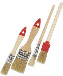 Pędzle Malarskie 4 szt. Płaskie i Okrągły Naturalna Szczecina Drewno 8-36mm