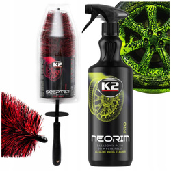 Zestaw do Czyszczenia Felg i Opon K2 Neorim Pro 1L + Szczotka K2 Scepter