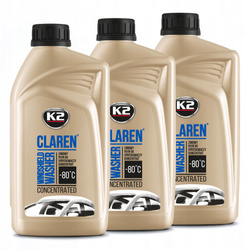 3x Płyn Zimowy do Spryskiwaczy Koncentrat K2 Claren -80°C 1L
