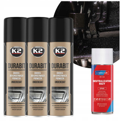 Zestaw do Konserwacji Podwozia 3x K2 DURABIT 500ml + Neutralizator Rdzy