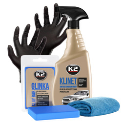 Glinka Do Lakieru K2 Uniwersalna + Ipa K2 Klinet + Mikrofibra + Rękawiczki