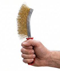 Szczotka Druciana Szczelinowa Drut Mosiądzowany do Rdzy Felg Spawów Gwintów