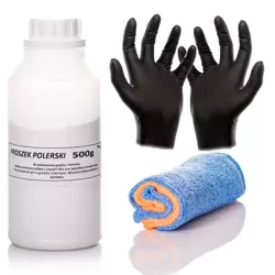 Zestaw Do Polerowania Kamienia Proszek Polerski 500g Rękawiczki Mikrofibra