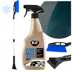 Szczotka do Śniegu CARDOS + Odmrażacz do Szyb K2 Alaska MAX 700 ml