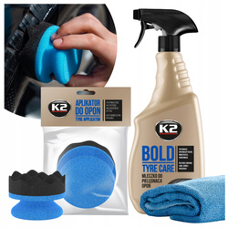 Zestaw do Odnawiania Opon: K2 BOLD + Aplikator Gąbkowy i Mikrofibra