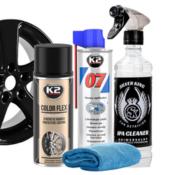 Guma w Sprayu Czarny Połysk K2 COLOR FLEX Odrdzewiacz Ipa Mikrofibra