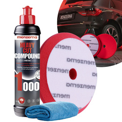 Pasta Polerska Menzerna 1000 + Gąbka Pad Polerski Heavy Cut + Mikrofibra