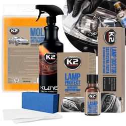 Zestaw Do Renowacji Reflektorów K2 Odtłuszczacz Klinet Pro Mikrofibra Moli
