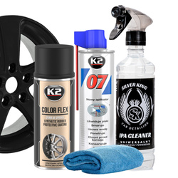 Guma w Sprayu Czarny Mat K2 COLOR FLEX Odrdzewiacz Ipa Cleaner Mikrofibra