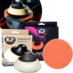 Gąbka Polerska Uniwersalna Pomarańczowa + Głowica Amortyzująca K2 DURAFLEX