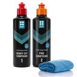 Zestaw Pasty Polerskie HELIOS Heavy Cut Fine 2x250ml Mikrofibra